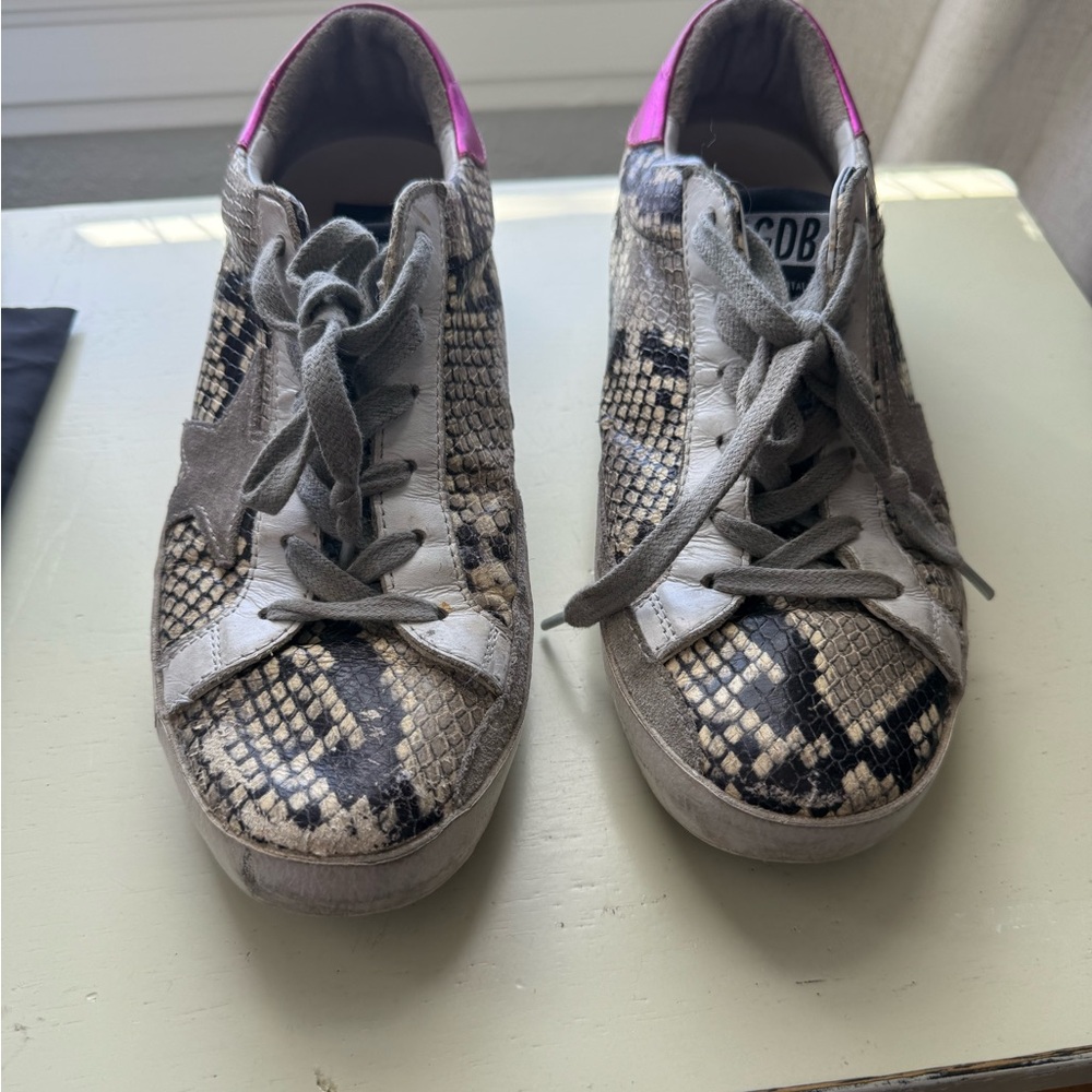 Golden Goose Snake Print Sneakers with Pink Accent - Picture 13 of 16